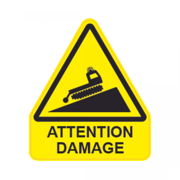 Panneau Triangle Sticker Danger Texte "Attention damage" TRI-STI149-TX